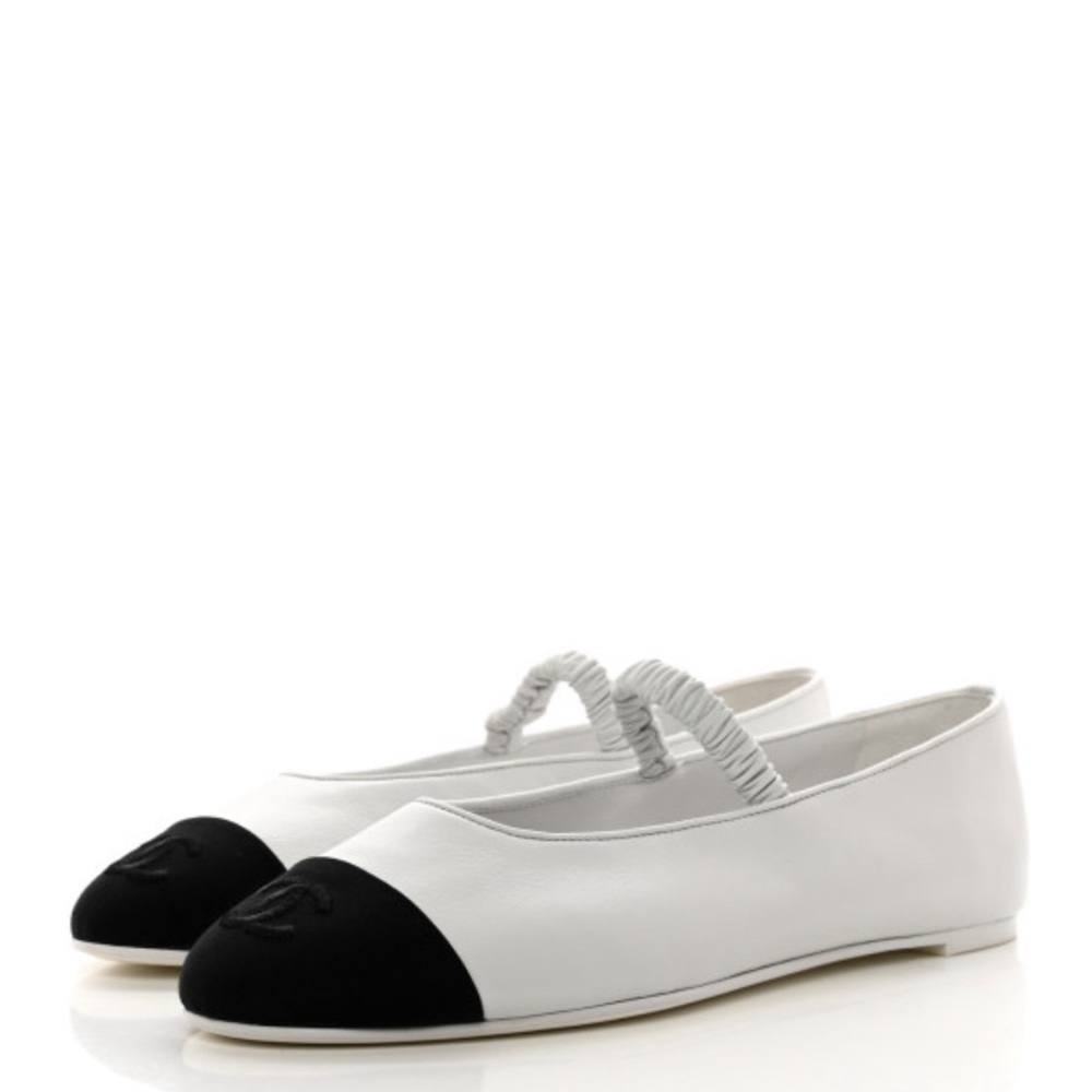 Chanel Cruise 2024 Lambskin Grosgrain Cap Toe Ballerina Flats w/ Leg Warmers 39 - Picture 8 of 15